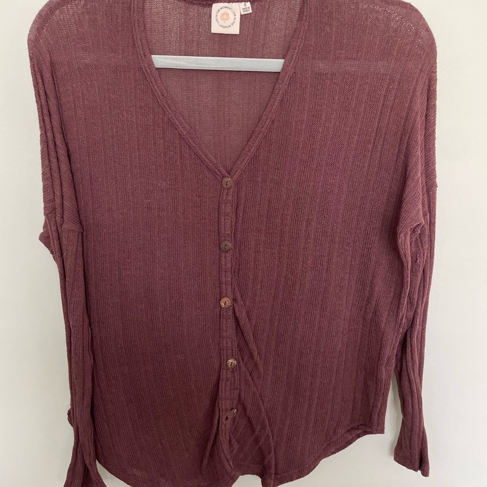 lightweight knit button up sweater